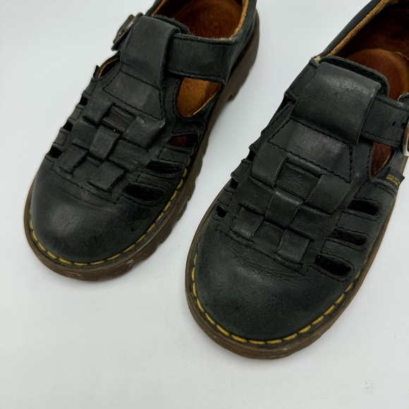 Doc Martens Mary Jane Fisherman Vintage Black Leather Size 11 Made In England - Picture 2 of 13